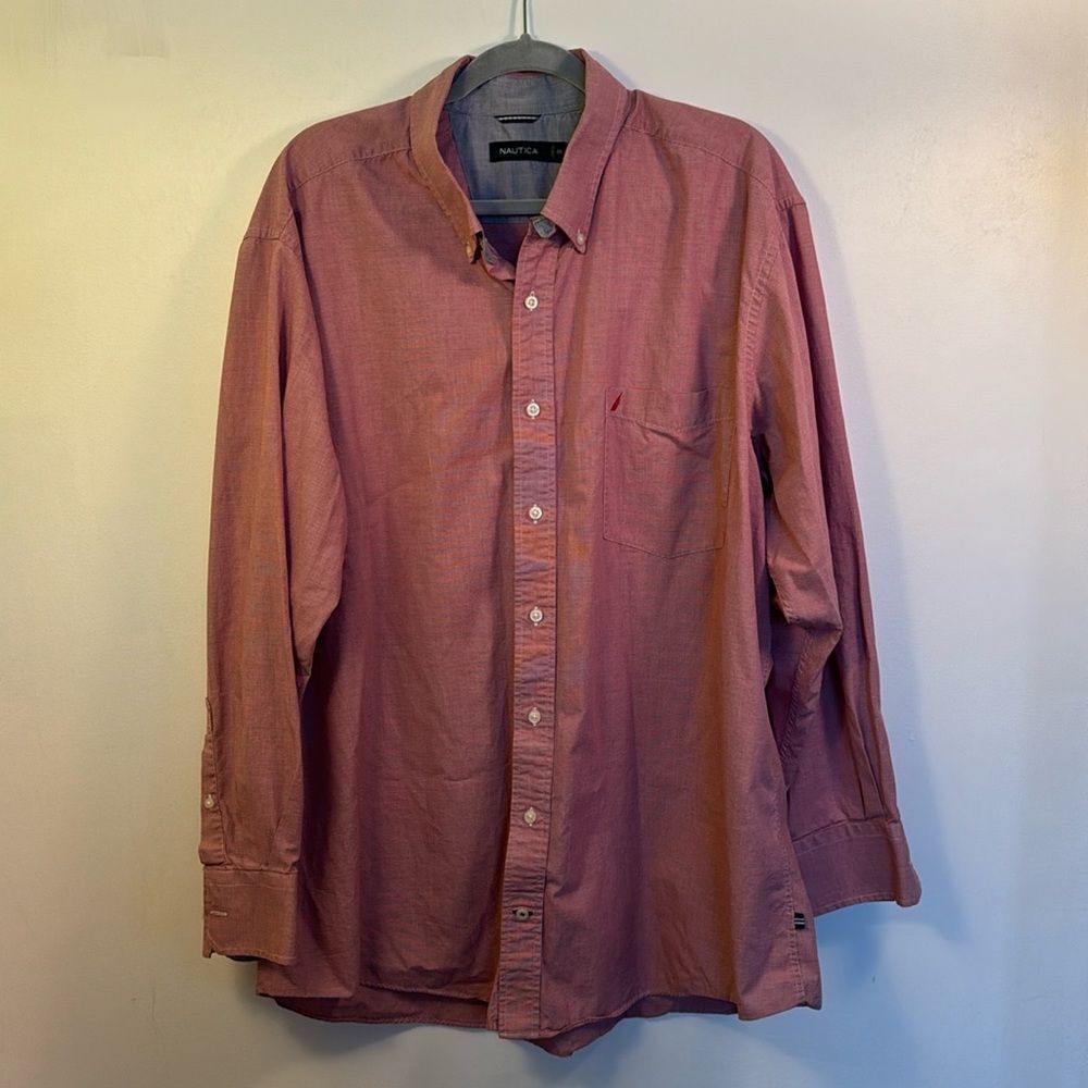 Men’s Nautica 2xl Dress Shirt‎ Maroon Check